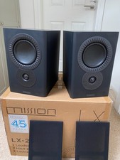 Mission LX-2 MKII Standmount Black Bookshelf Speakers, Pair Mint Condition