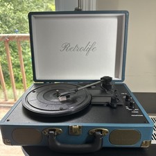 Retrolife Record Player Vintage 3Speed Bluetooth Vinyl Turntable Stereo Speaker