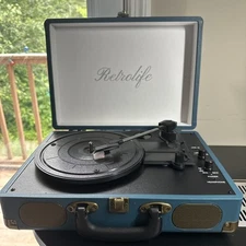 Retrolife Record Player Vintage 3Speed Bluetooth Vinyl Turntable Stereo Speaker