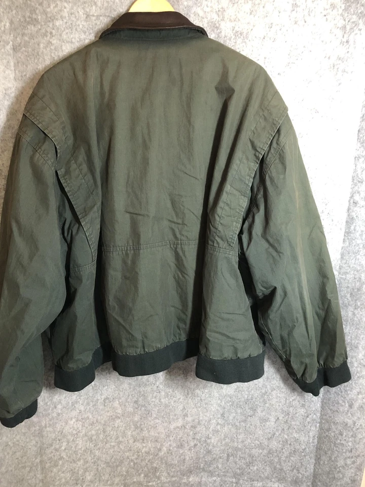 Chaqueta de Colección Orvis Para Hombres 2XL Cuello de Cuero Extraíble Forro de Lana Bombardero Años 90 Foto 3 de 4