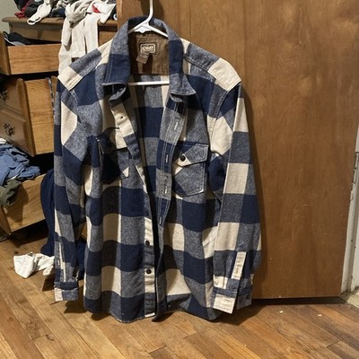 C.E. Schmidt Workwear Men's Blue Beige Plaid Shirt M 79% Polyester 21% Wool