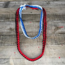 Hawaiian Graduation Lei Red White Blue Set