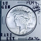 1934 D BU GEM PEACE SILVER DOLLAR UNC MS+++ U.S. MINT RARE KEY COIN 8276