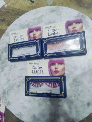 False Eyelashes - Select Lash Dramatic Lashes Adhesive Set of 3 Pink And Silver