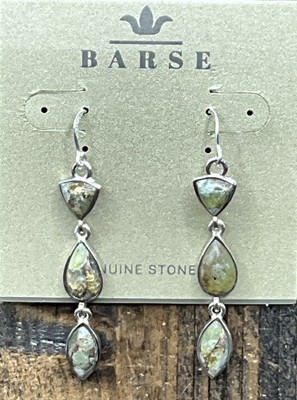Barse Trio Prehnite Earrings-Silver - NWT
