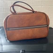 Vintage Brown Leather School Style Satchel Handbag Retro 17”/10” Smart Luggage