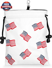 US Patriotism Golf Valuables Pouch Bag with Drawstrings - Premium Faux Leather G