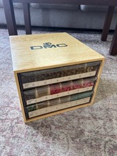 Vintage DMC Thread Floss Wooden Wood 3 Drawer Box Embroidery Storage W/Dividers