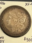KEY 1896-S MORGAN SILVER DOLLAR, XF+. Nicely toned.