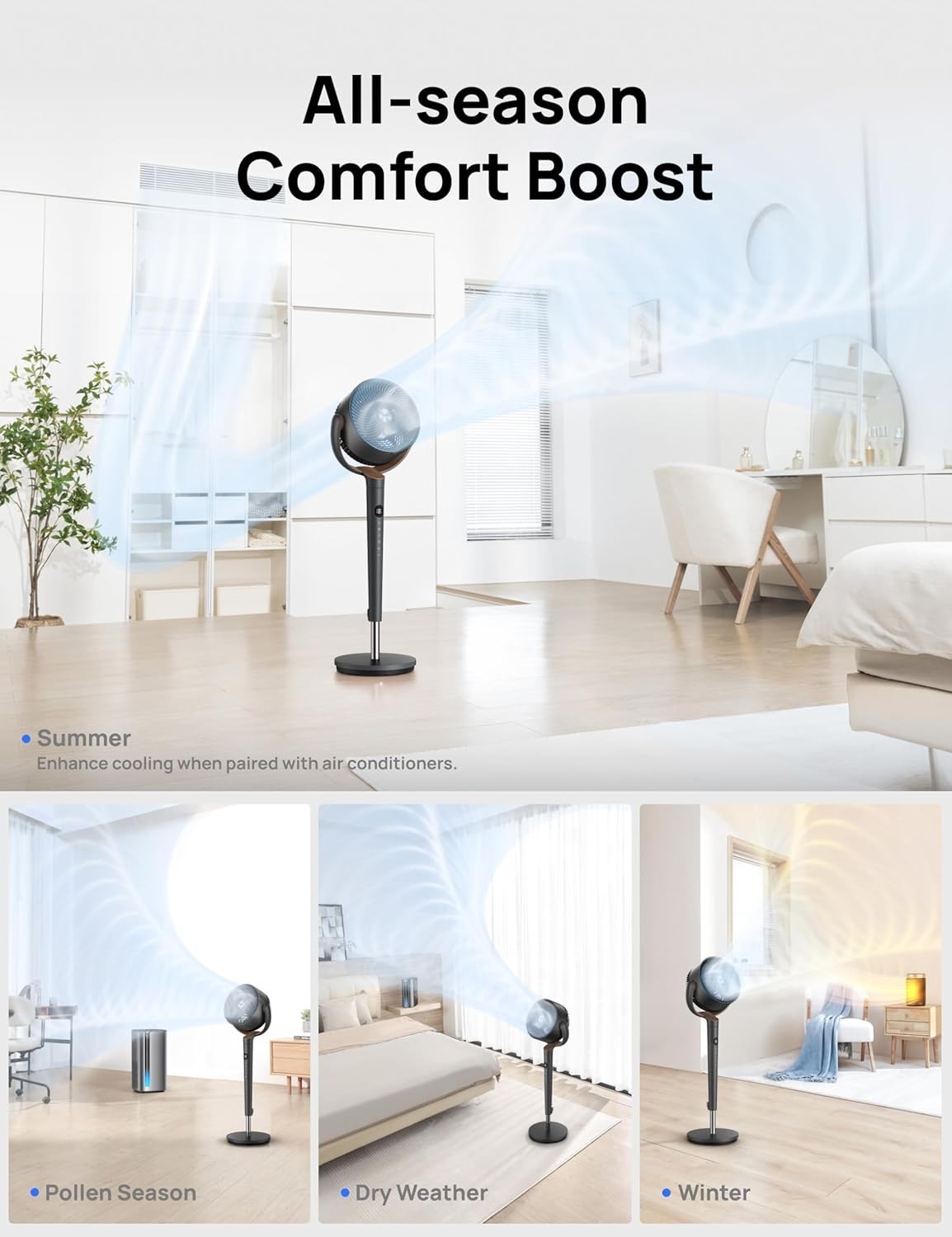 120° Oscillating Floor Fan with DC Motor, Remote Control