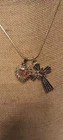 Silver-Tone Marcasite Pendant Necklace with Pink Crystal Cross & Heart