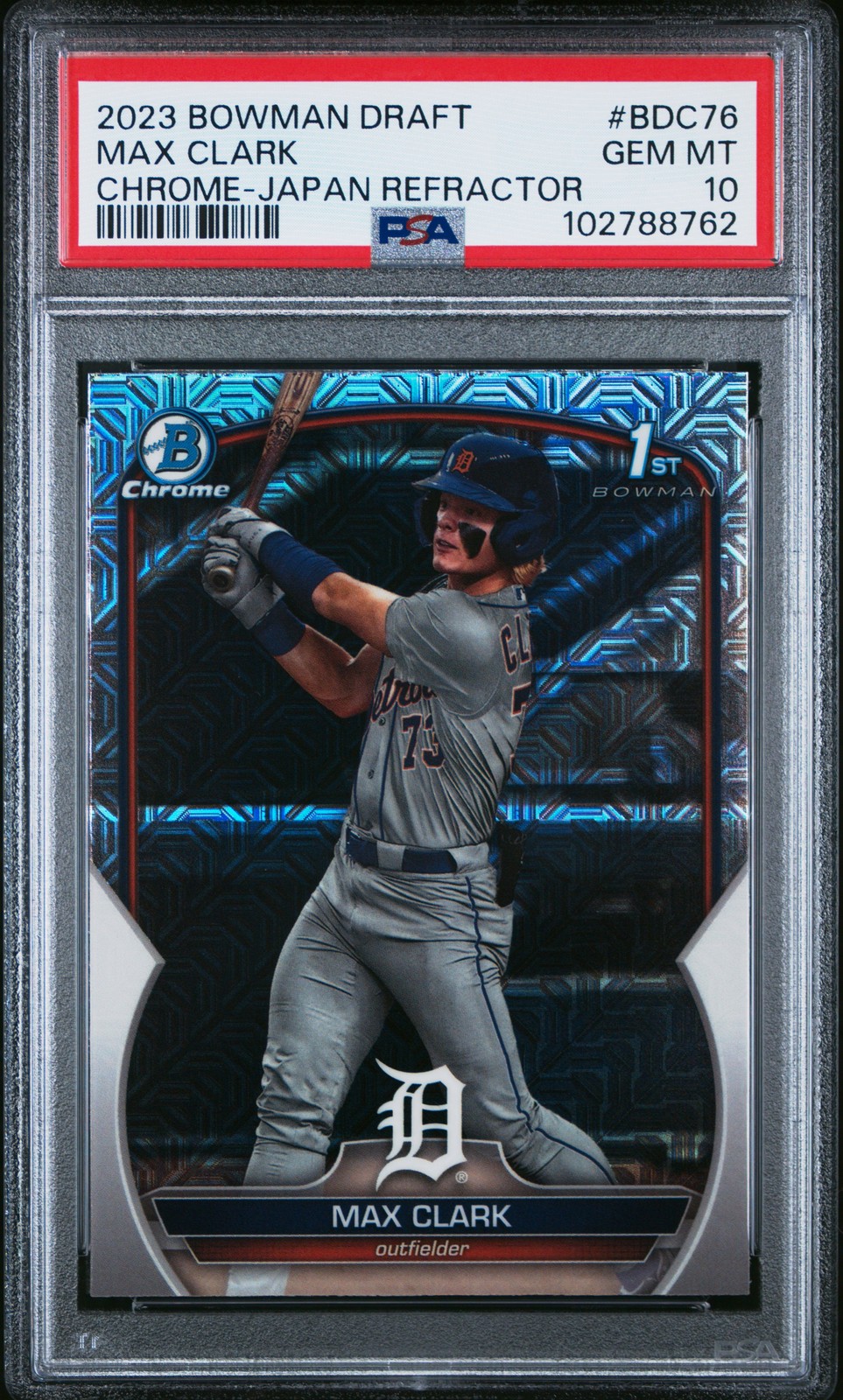 Max Clark 2023 1st Bowman Draft Chrome SP Japan Refractor PSA 10