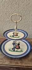 Henriot Quimper serviteur/présentoir 2 étages en faïence décor couple breton