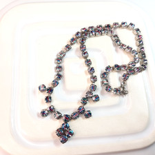 Vintage Iris Rainbow Rhinestone Necklace Evening Jewellery