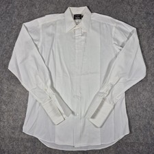Vintage Ike Behar Shirt Mens 15.5 White Pleated Tuxedo Dress French Link Cuff