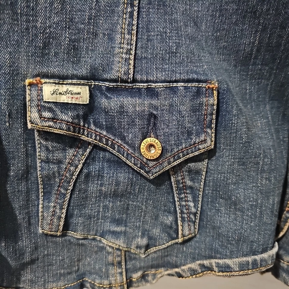 Chaqueta Blazer Vintage 90’s Levi Strauss Signature Mujer’s Elastizada Denim Grande Foto 3 de 4