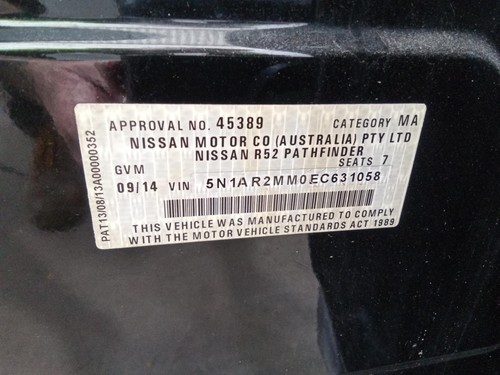 NISSAN PATHFINDER 06/2013-11/2016 ENGINE 3.5L PETROL VQ35DE R52 - Picture 6 of 12