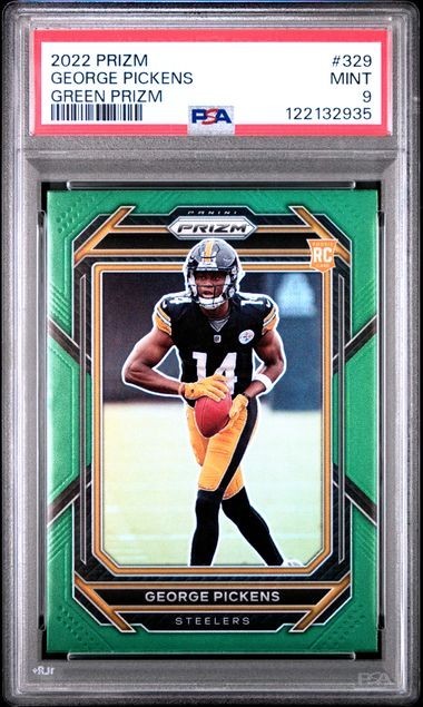 2022 PANINI PRIZM GEORGE PICKENS GREEN PRIZM PSA 9 #329 STEELERS