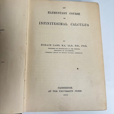 An Elementary Course of Infinitesimal Calculus H Lamb 1913 Cambridge Antique