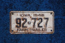 1948 Iowa FARM TRAILER License Plate - Motorcycle Size