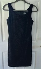 Alex Evening Black Embellished Sz 14 knee Length Bodycon Sleeveless Formal