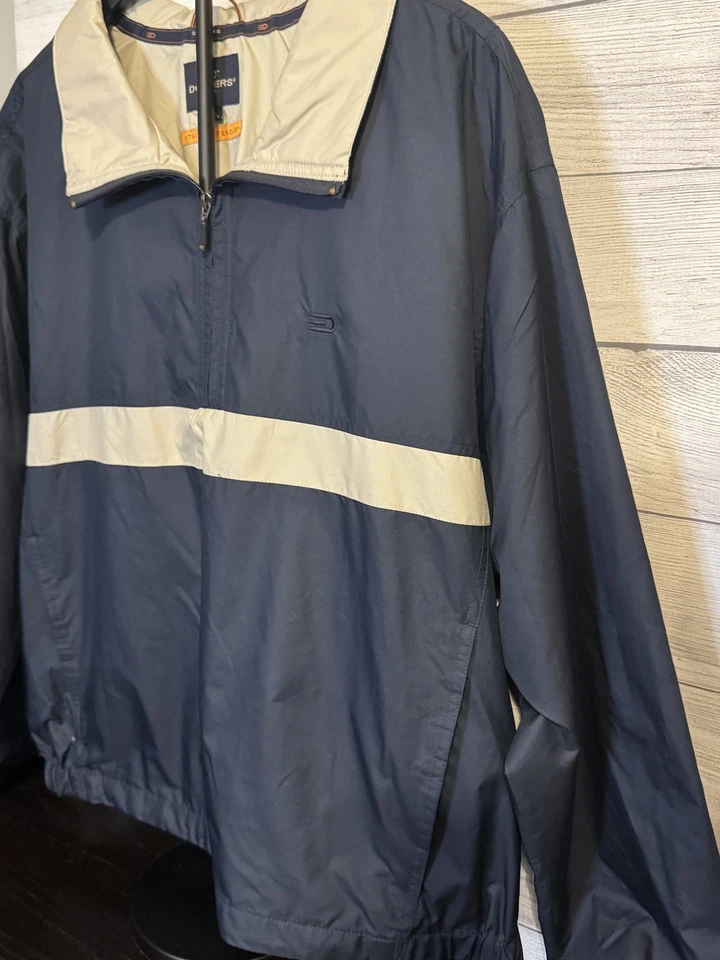 Dockers Golf Men’s Pullover XL Stain Defender Navy Beige Accents NWT Polyester - Image 3 of 4