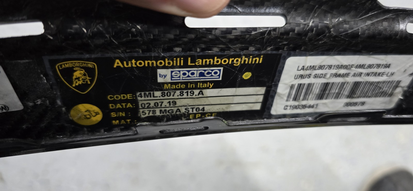 Lamborghini Urus Trim Front Bumper Splitter Side Carbon Fiber 4ML807819A
