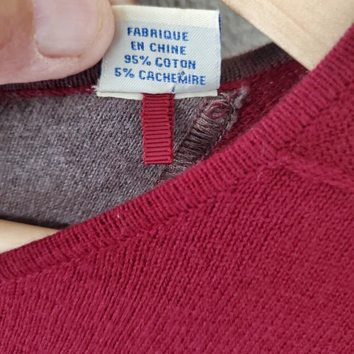 Tommy Bahama Maroon/Burgundy Island V-Luxe Sweater Cotton Cashmere Large - Picture 5 of 6