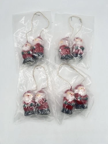 Vintage Christmas Figures Holiday Mini Candles Santa 2.5" Lot of 4 - product listing photo