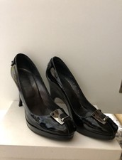 VERSACE Black Patent Leather Medusa Metal Buckle Heels Pumps Shoes EU 40 US 10