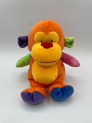 Ty Pluffies Funky Monkey Plush Multicolor Orange Pink Yellow Blue Baby 2005 9''