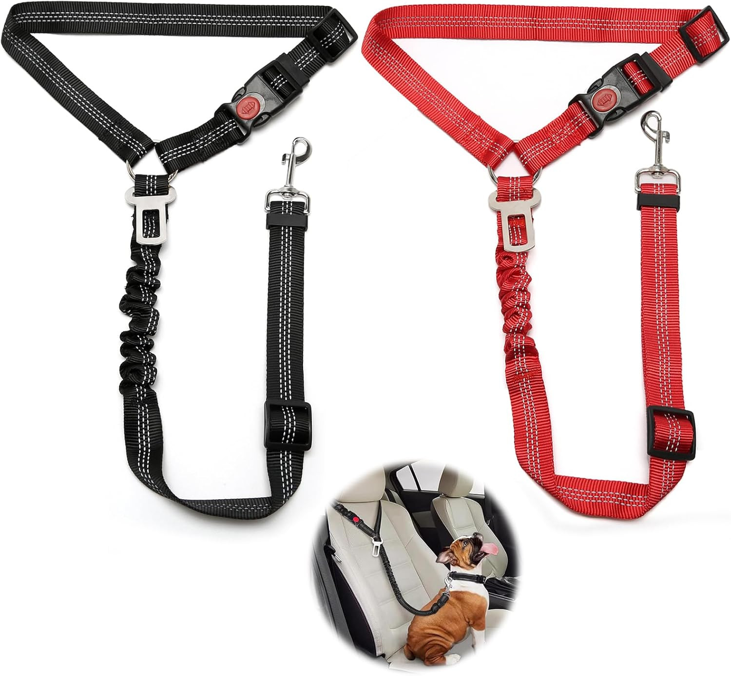 Cintura per Cani Auto 2 Pezzi | Sistema Anti-Shock Regolabile Universale