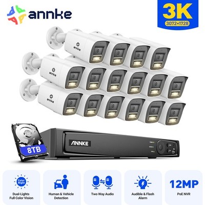 ANNKE 12MP 8CH 16CH NVR 5MP Audio POE Security Camera System AI Detection H.265+