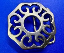 Modernist Abstract Openwork Silver Color Hippy Vibe Cutout Vintage Belt Buckle
