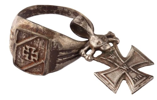 Pendant Iron Cross German Ring WW1 wwI Skull bones WW2 Germany WWII Military Set