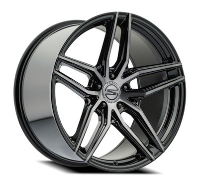 20'' Select Shadow Glossy Black Brushed DDT Face Clear 20x9 Wheel 5x112 38mm Rim