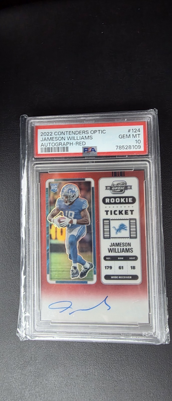 Jameson Williams Panini Contenders Optic #124 Autograph-Red