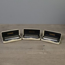 HOHNER Marine Band 1896 Diatonic Harmonica LOT Key A C D Silver Metal with Case