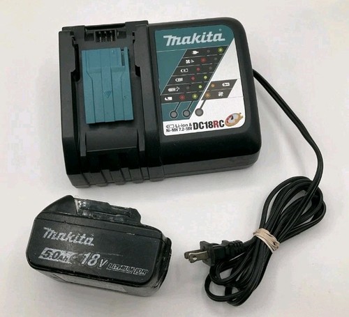 Makita DC18RC Fast Charger And 5.0 Ah 18V Lithium Ion Battery BL1850B