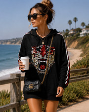 Gucci Guccification Sequin Tiger Hoodie Dress • Black • Women’s S