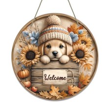 Fall Door Sign Sunflower Pumpkin Welcome Wreath for Front Door