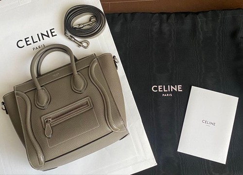 CELINE Luggage Nano Bag Drummed Calfskin Compact Logo
