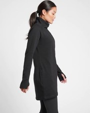 Athleta Cozy Karma Asym Funnel Neck Sweatshirt Dress Black Sz SP