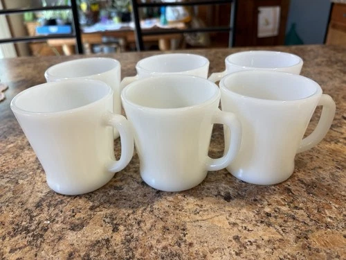 VTG lot of 6 Coffee Mugs Fire King Federal Glass Milk D Handle