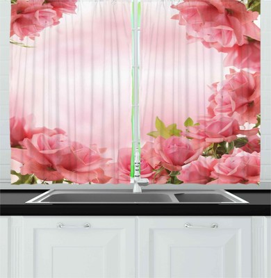 Foliage Flowers Kitchen Curtains 2 Panel Set Window Drapes 55'' X 39''