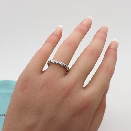 Paloma Picasso Tiffany Co Diamond Graffiti Love Kisses Narrow Band Ring 18k Gold - Picture 4 of 7