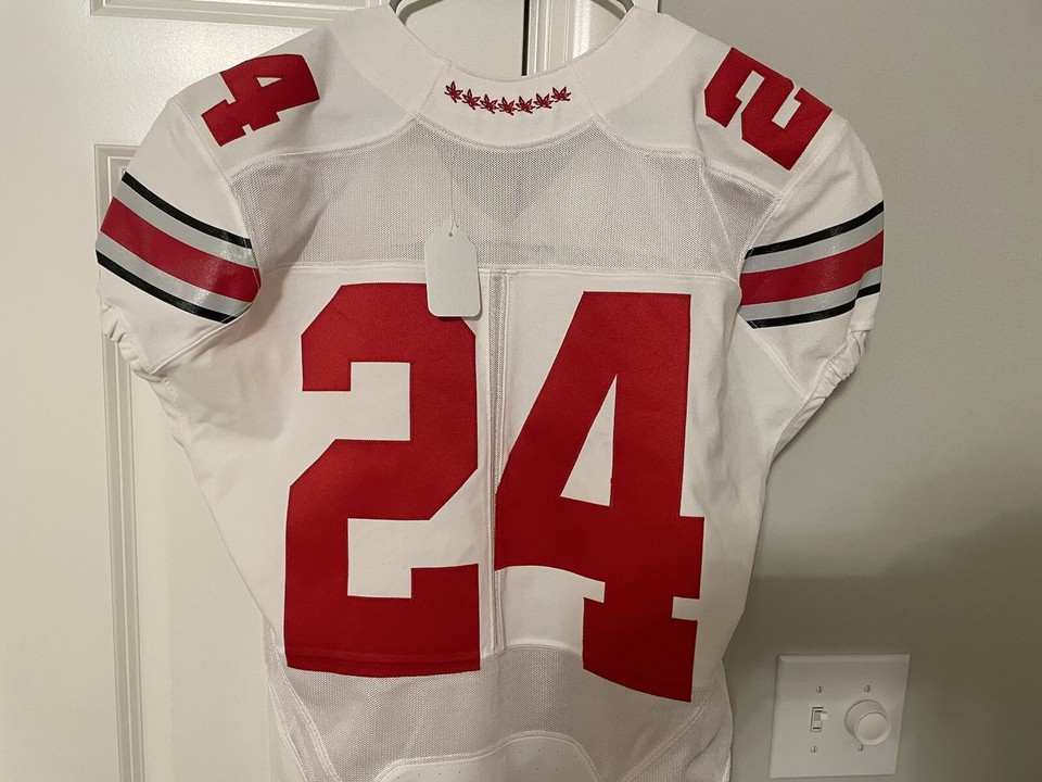 Ohio State Buckeyes MALIK HOOKER Game Worn ISSUED NIKE AWAY Jersey 2014