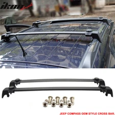 Fits 11-16 Jeep Compass OE Style Roof Rack Cross Bar Black ABS Aluminum