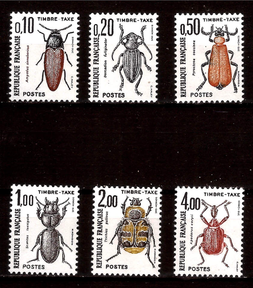 PIM1905/13 France 6 timbres taxe neufs: série les insectes - Photo 1/1