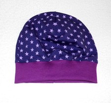 Unique Beanie Hat Stars Purple Handmade